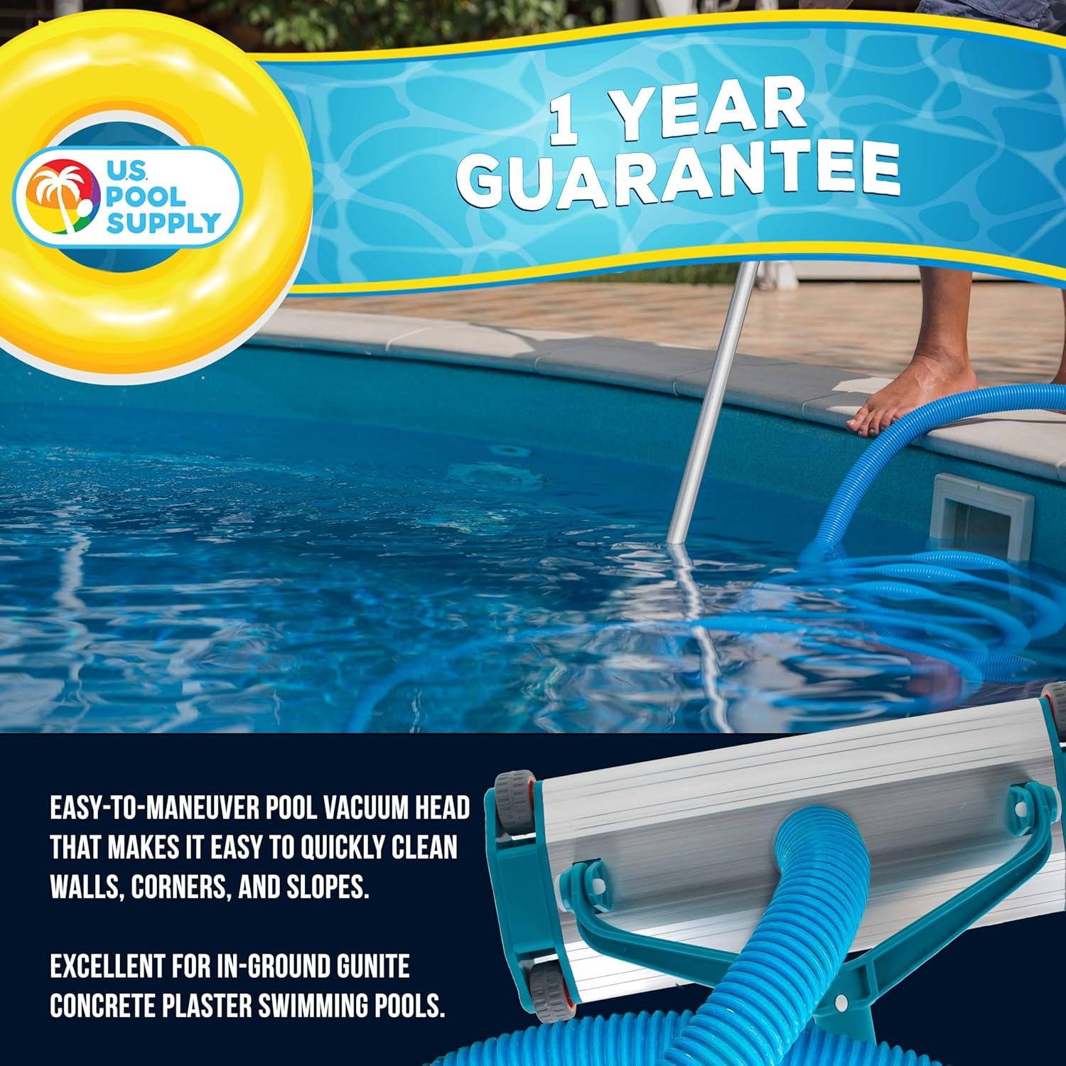 imageUS Pool Supply HeavyDuty 135 Weighted Swimming Pool Vacuum Head with Aluminum Body 112 Swivel Hose Connection EZ Clip Handle InGround Gunite Concrete Pools Clean Floor Walls Slopes